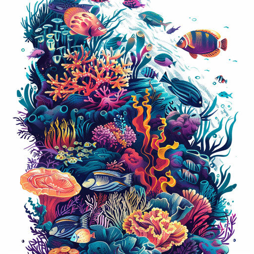 Colorful Ocean Tattoo of Vibrant Coral Reef Ecosystem