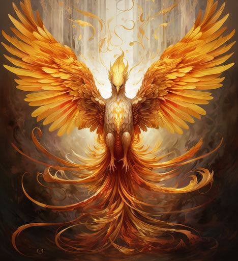 The fiery bird with shiny wings