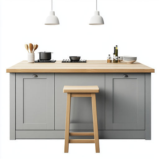 Photo-realistic kitchen island, high-resolution, no background, isolated