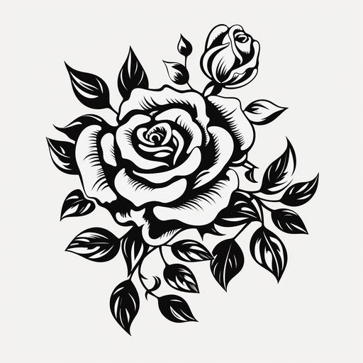 Black and white rose drawing, free vector