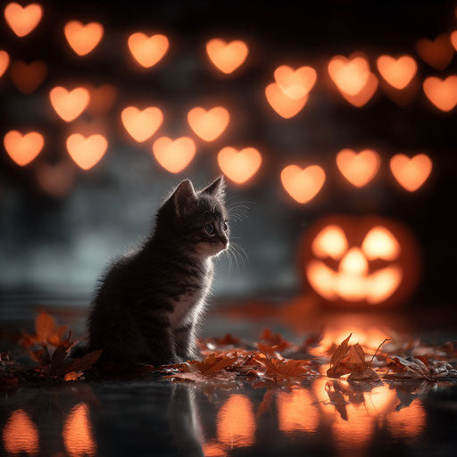 Magical ambiance with heart-shaped glowing lights