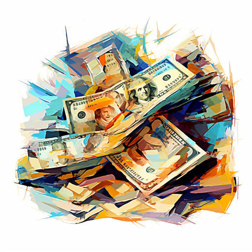 Cash clipart in the style of Impressionistic Art, on a white background