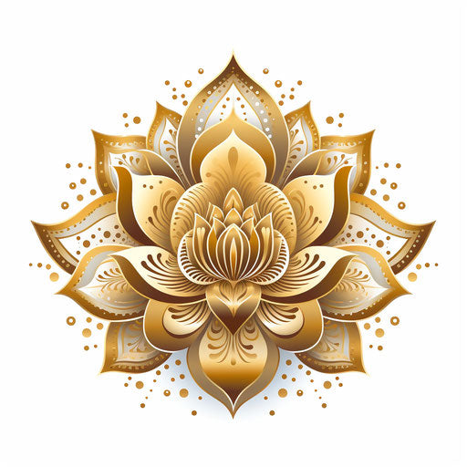 Vector illustration of gold lotus with intricate dotwork details