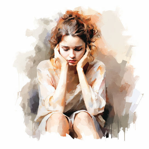 Sad clipart in the style of Impressionistic Art, on a white background