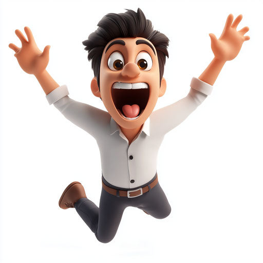 3D excitement in photorealistic style with flat white background, isolated clipart