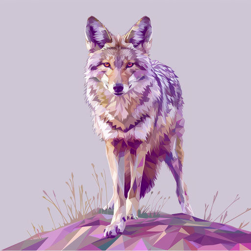 Soft lavender background with realistic coyote clipart