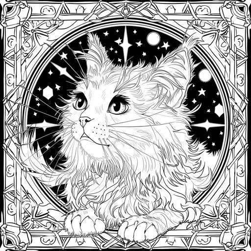 Fantasy kitten with magical elements and settings à la Mamoru Hosoda