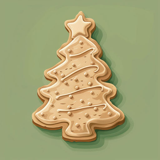Realistic Christmas cookie clipart on muted olive background