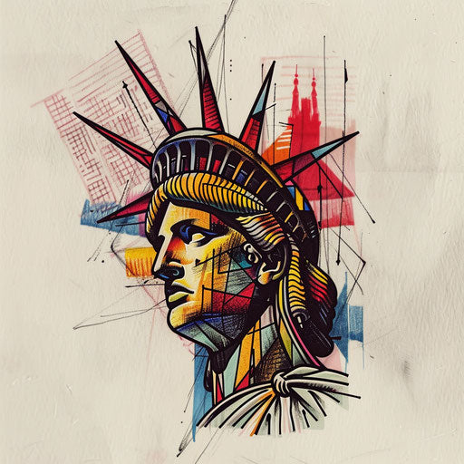 Pop Art tattoo sketch of the Statue of Liberty