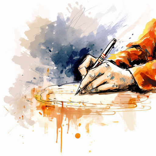 Handwriting clipart in the style of Impressionistic Art, on white background