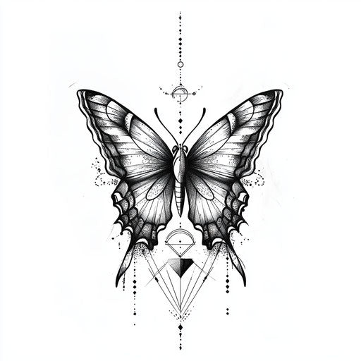 Abstract butterfly tattoo for women with geometric shapes