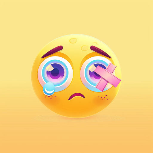 Sadness masked by injured emoji, yellow background