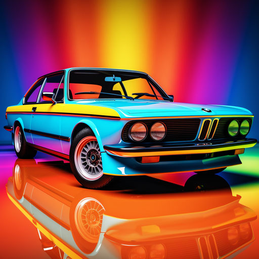 Classic BMW car rainbow colors