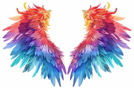 Rainbow wings vector, mix of realistic and fantastical elements