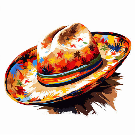 Sombrero artwork in Impressionistic style on white background