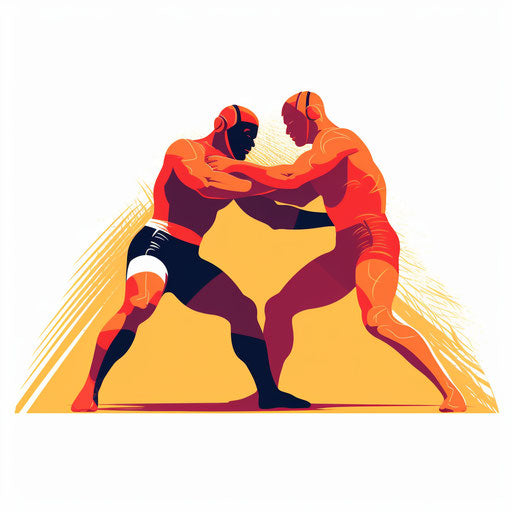 Minimalist wrestling clipart on white background