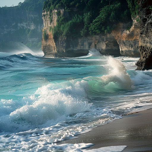 Uluwatu Beach, Indonesia: waves crashing against shore