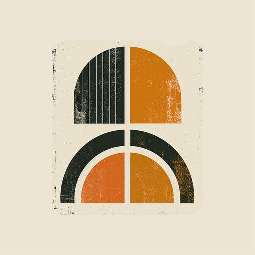 Retro logo design with vintage fonts and a muted color palette, set against an off-white background