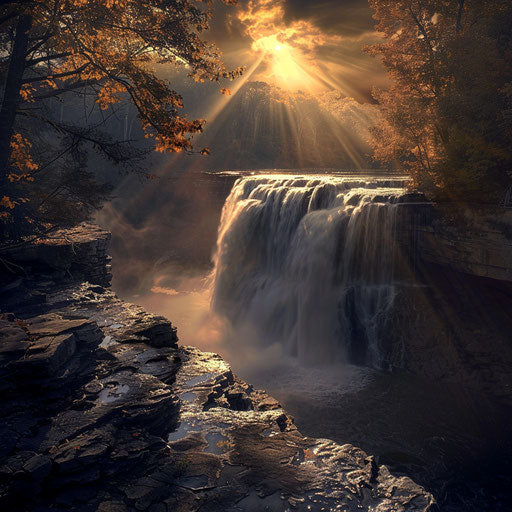 Cummins Falls, Tennessee, dramatic landscape with intense shadows