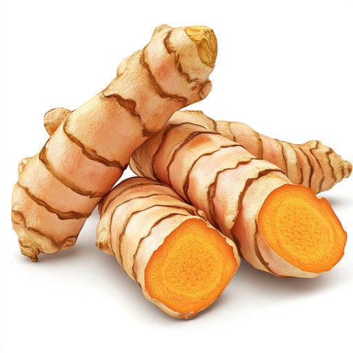 3D Turmeric on flat white background, isolated clipart