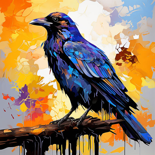 Raven clipart in the style of Impressionistic Art