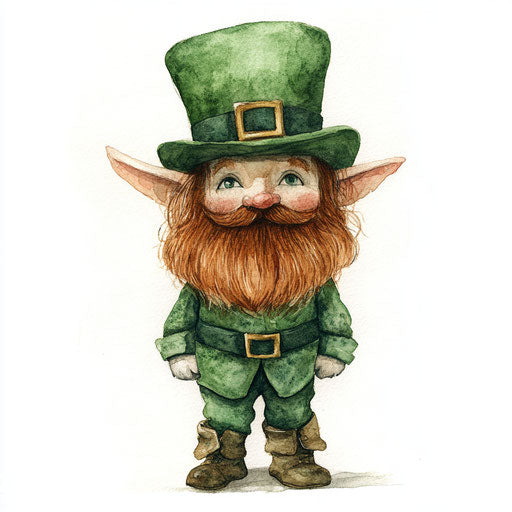 Watercolor leprechaun on white background