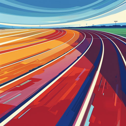 Track and Field Artwork with Vibrant Tones