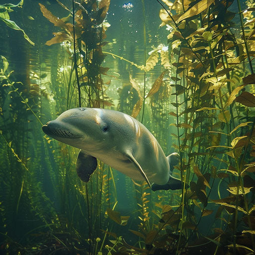 Yangtze river dolphin navigating underwater