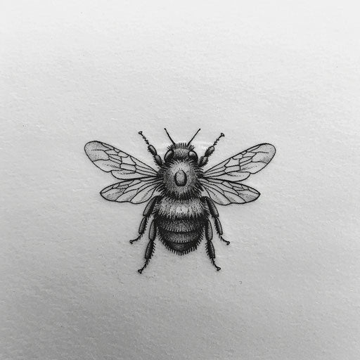 Minimalist bumblebee tattoo design in black ink