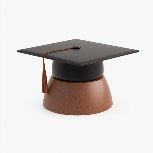3D graduation cap with flat white background