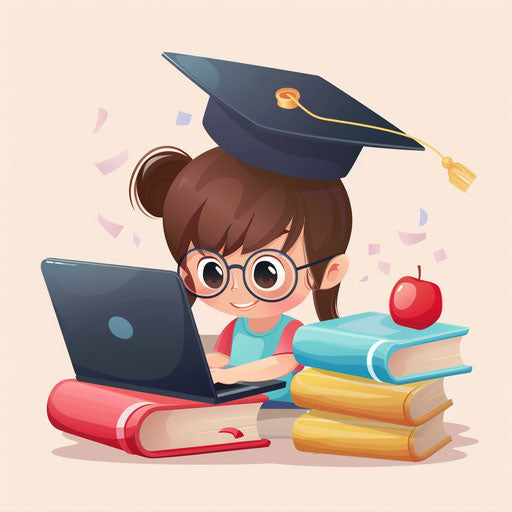 Learning clipart in photo realistic style with a flat random background, glossy finish and sharp outlines