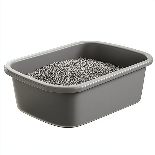 Realistic illustration of a cat litter box