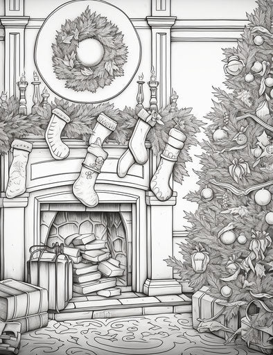 The fireplace on both sides before Christmas colors