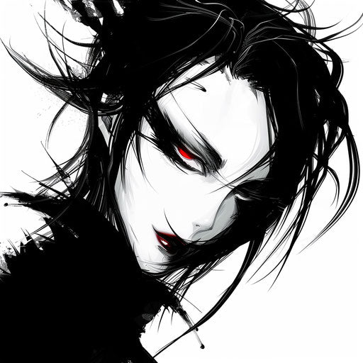 Dark and mysterious anime vampire with captivating gaze