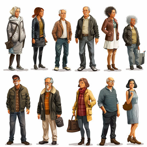 Community clipart in photo realistic style with flat white background