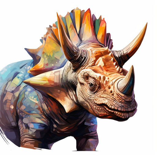 Triceratops clipart in the style of Oil painting, on a white background