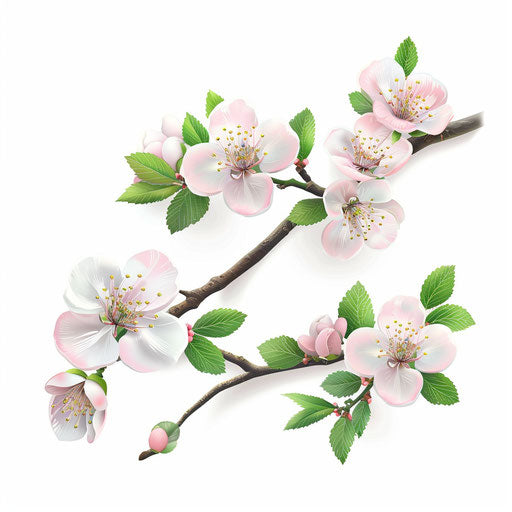 Realistic spring clipart with flat white background