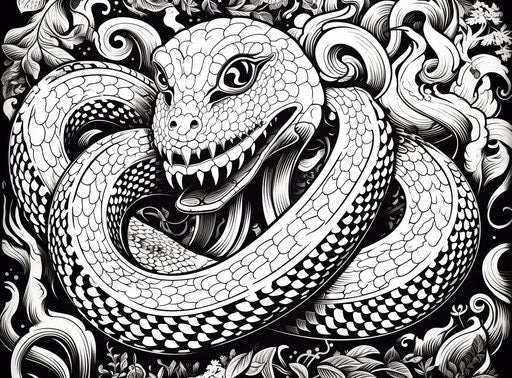 Black and white snake, psychedelic style, commission for 15:11