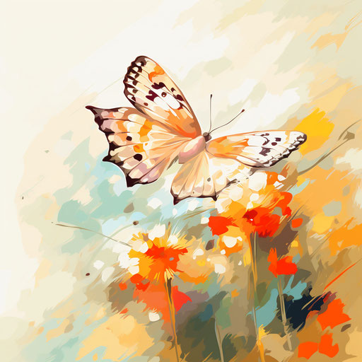 Simple butterfly clip in the style of Impressionistic Art