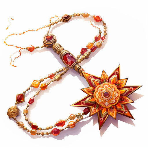 Rakhi clipart in the style of Oil painting, on a white background