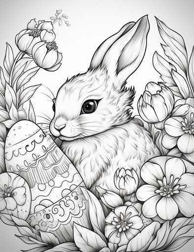 Easter coloring pages for kids, conceptual embroideries style