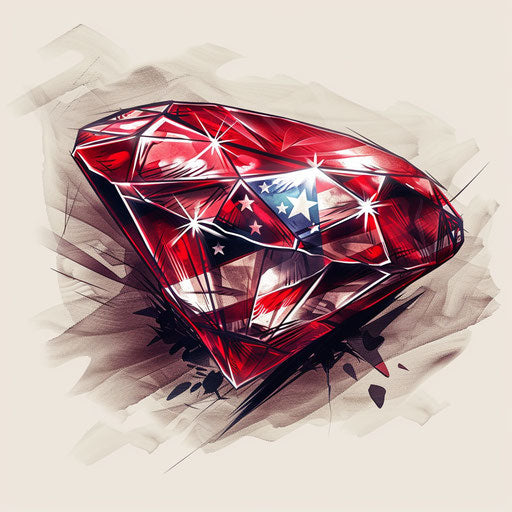 Patriotic tattoo sketch of a ruby with flag motif