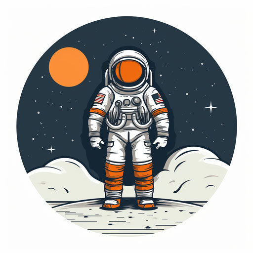 Minimalist astronaut clipart on white background