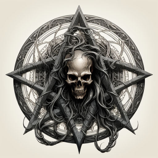 Original illustration of a pagan pentagram in metalcore style
