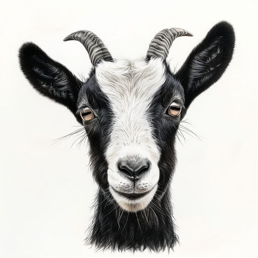 Hyper-realistic portrait of a goat as a tattoo design