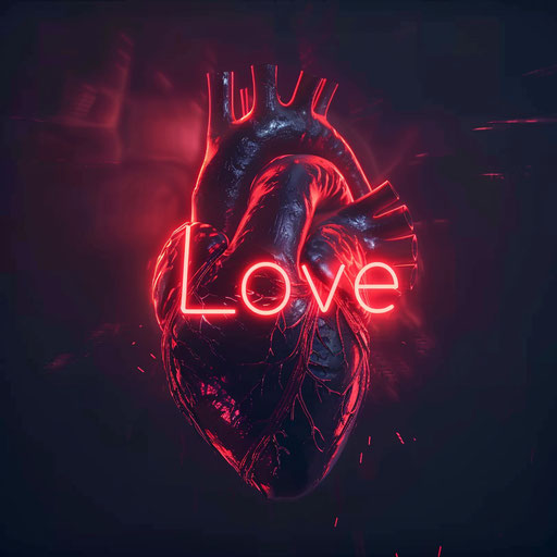 Heartbeat with Stylish Love Word pulsating