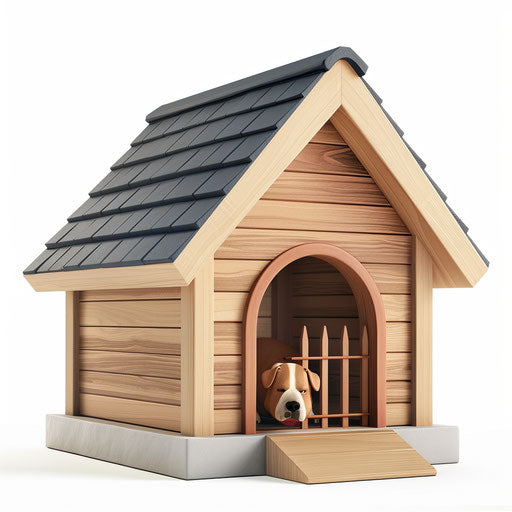 Realistic illustration of a dog house on flat white backdrop