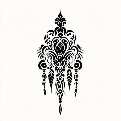 Alpha tattoo with tribal design on pure white background
