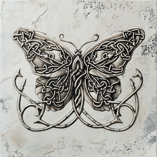 Celtic butterfly with intertwined floral knots