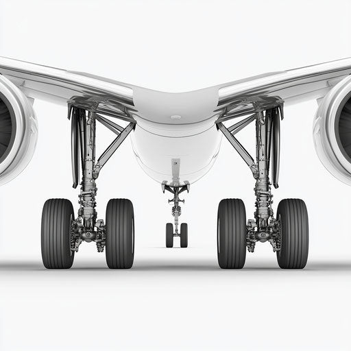 3D Airplane Landing Gear on flat white background